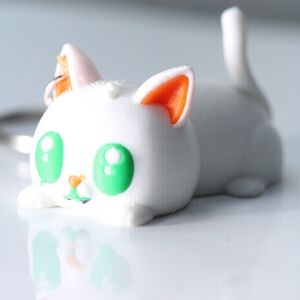 Cute Mini kitty Key chain green eyes New!
